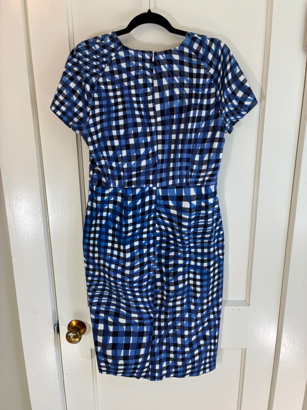 L.K. Bennett Size 10 Blue Kaleigh Abstract Blue Gingham Dress - Picture 6 of 11